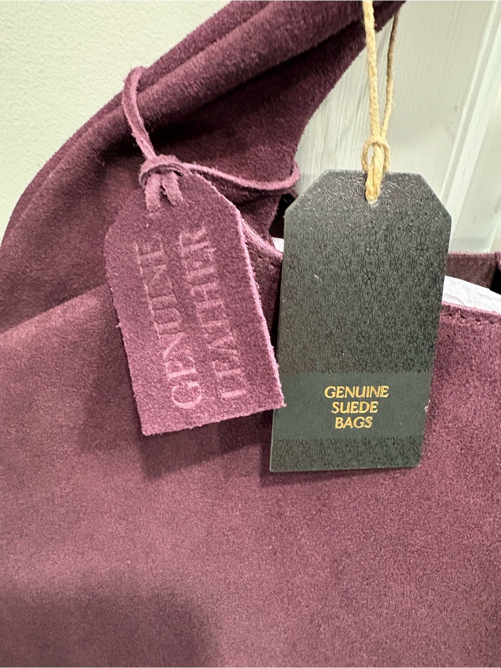 NWT Geniune Leather Suede Slouch Hobo Shoulder Bag in Deep Plum - Picture 4 of 12